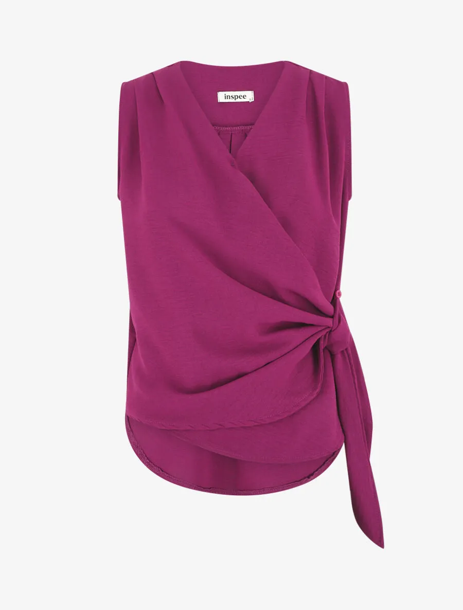 Top uni à nouer sur le côté - Violine