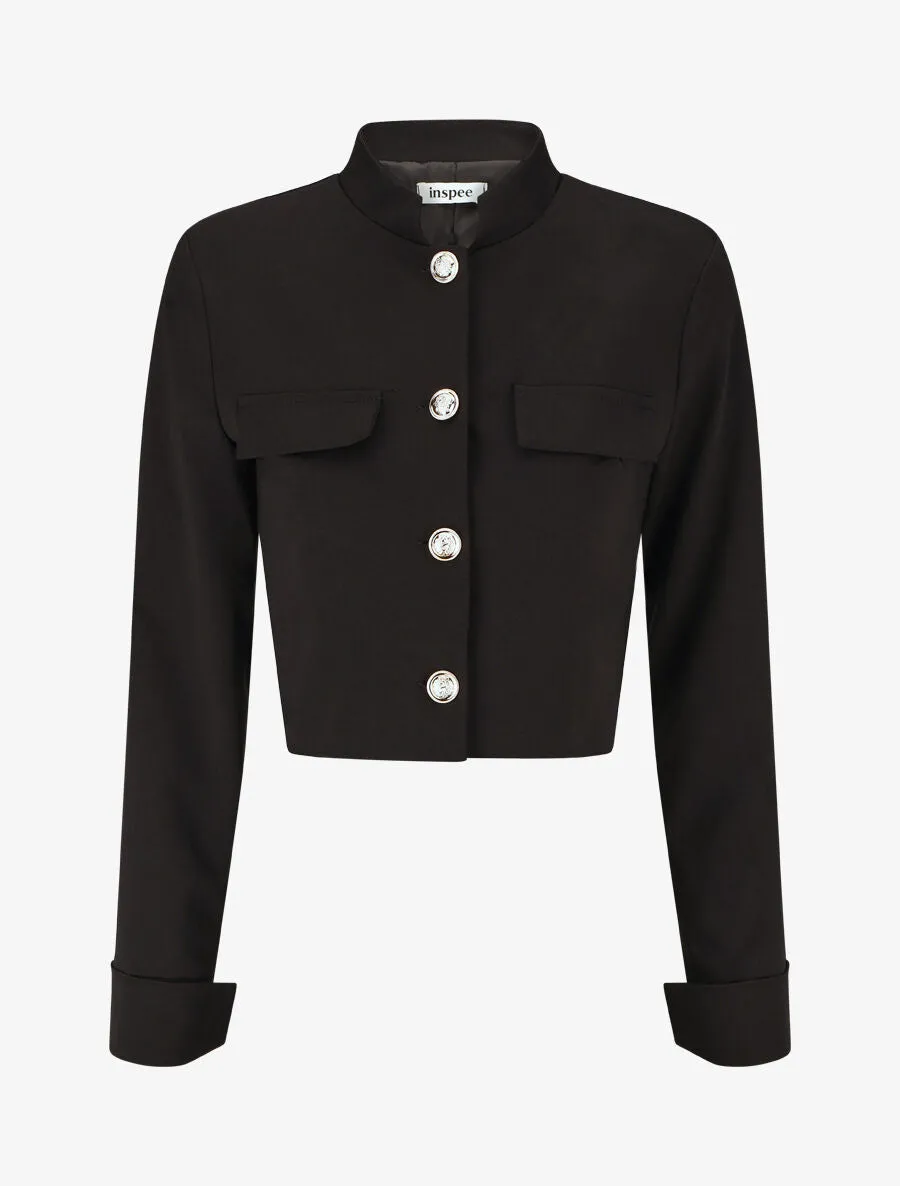 Veste courte boutonnée - Noir
