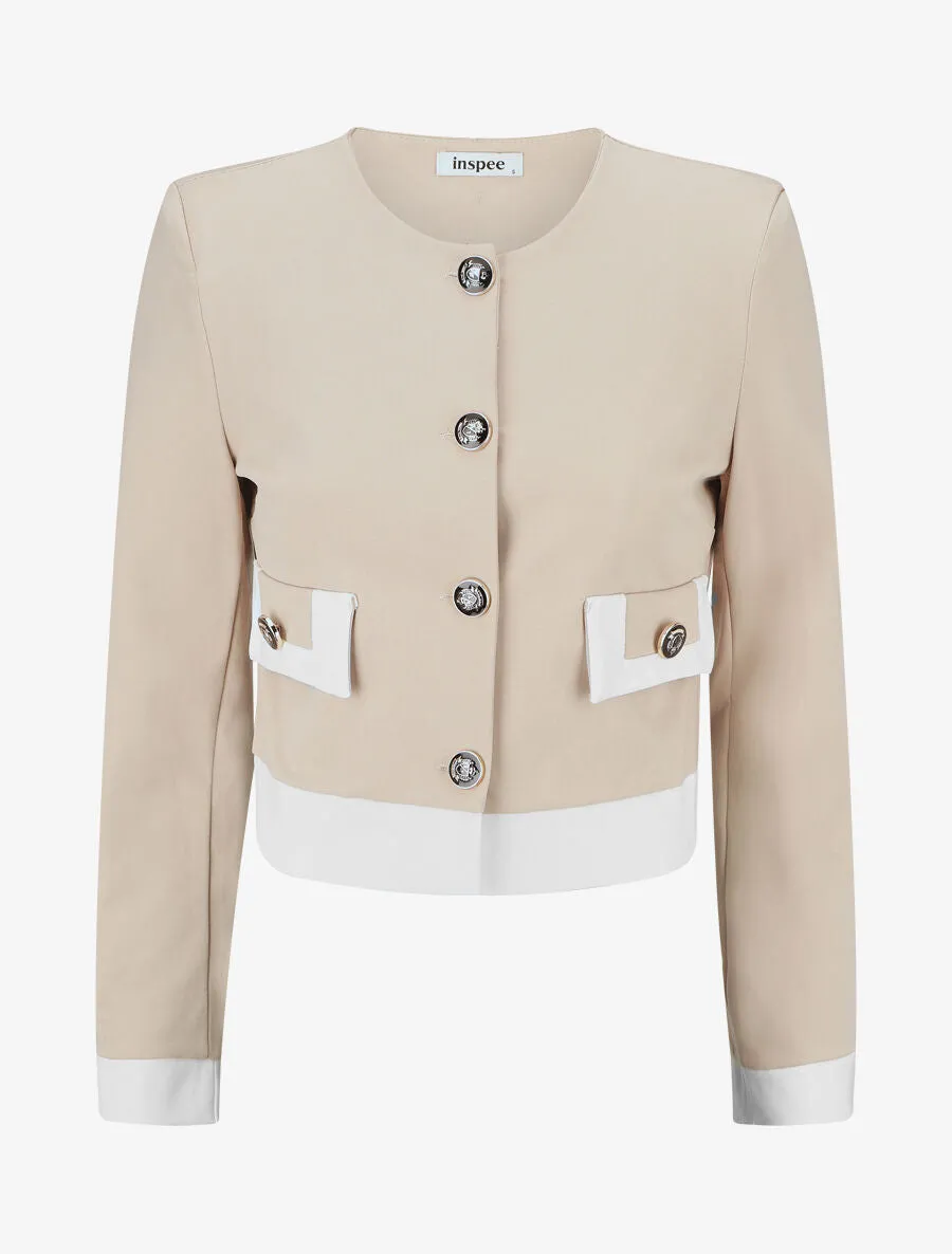 Veste légère à bordures contrastées - Beige