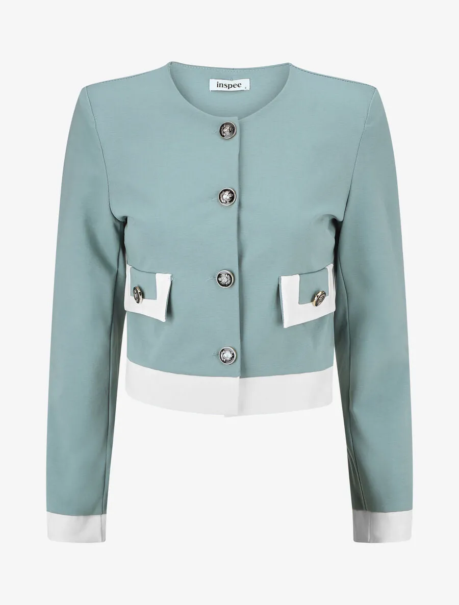 Veste légère à bordures contrastées - Turquoise