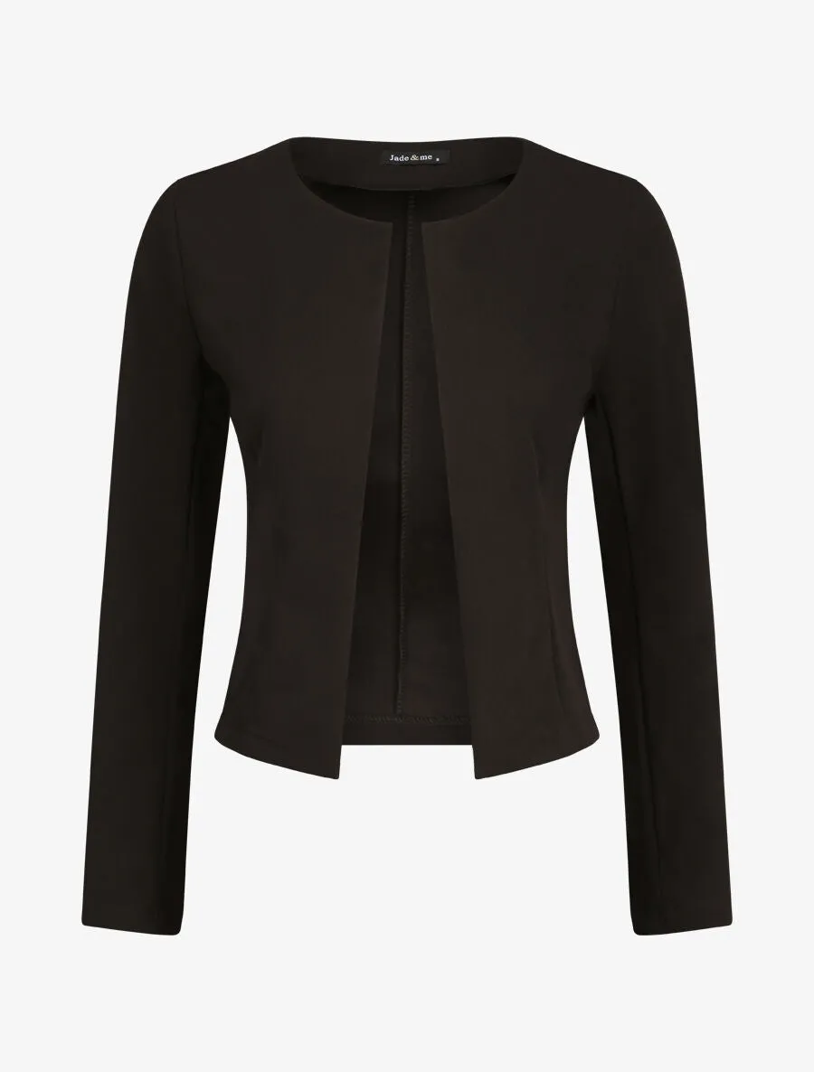 Veste droite unie à col rond - Noir