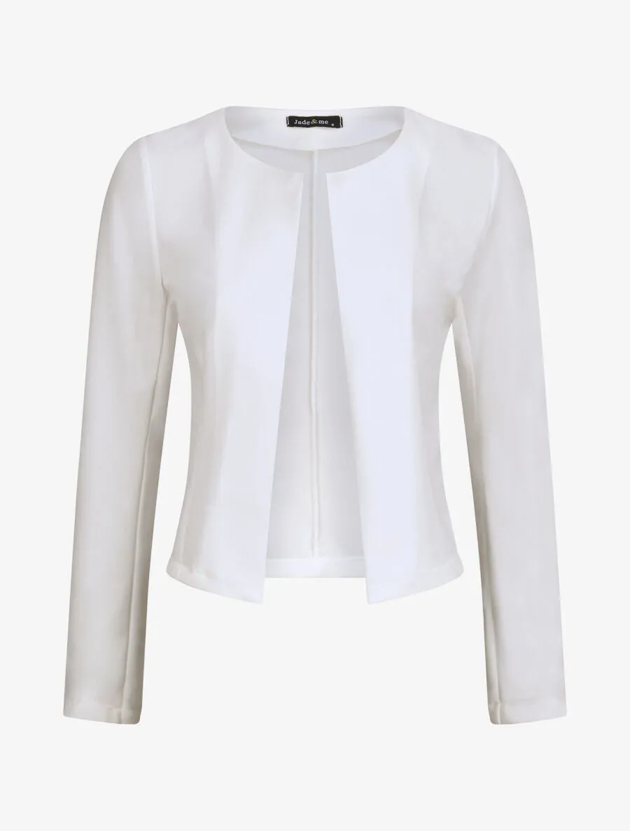 Veste droite unie à col rond - Blanc