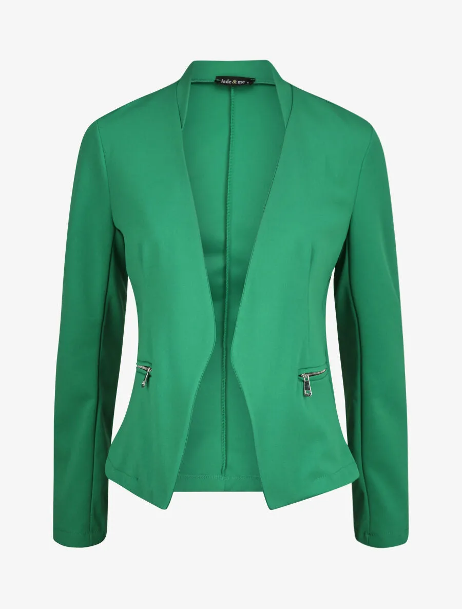 Veste droite unie à poches zippées - Vert