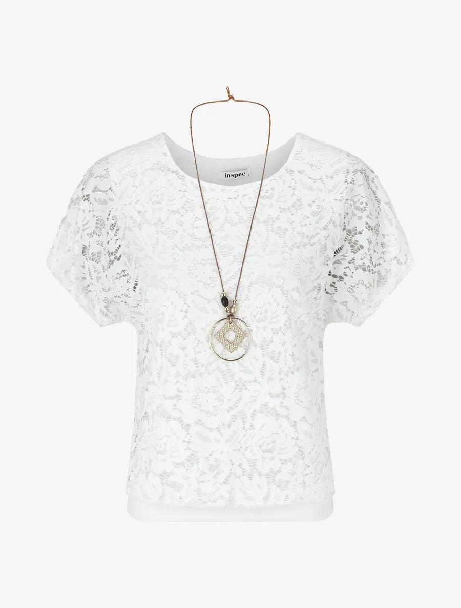 Top uni en broderies - Blanc
