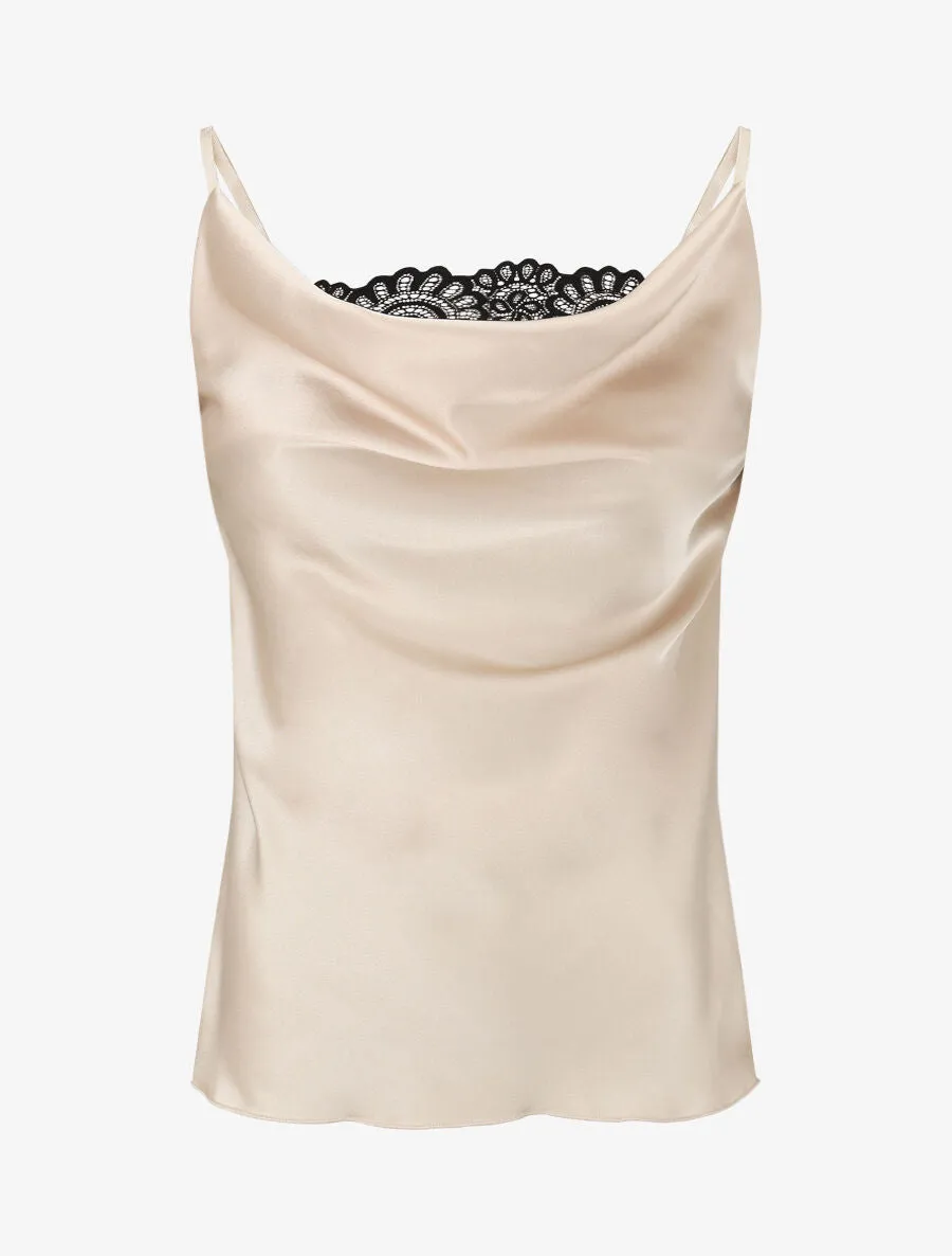 Top uni à col bénitier - Beige