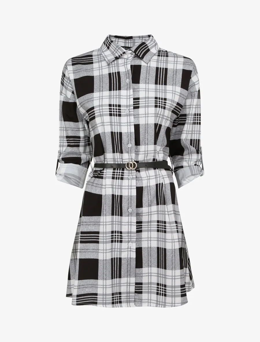 Tunique évasée à carreaux - Noir