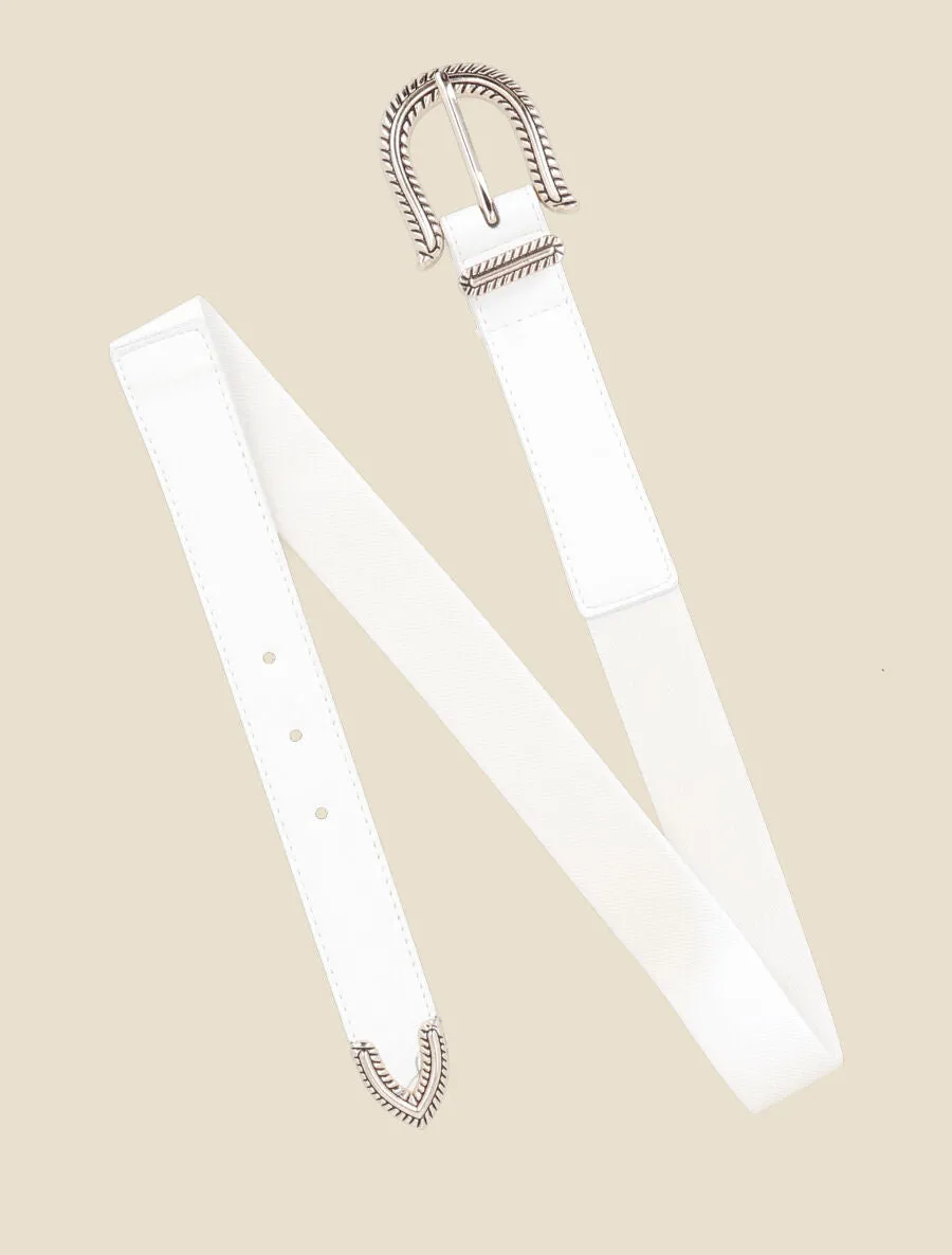 Ceinture bi-matière à boucle classique - Blanc