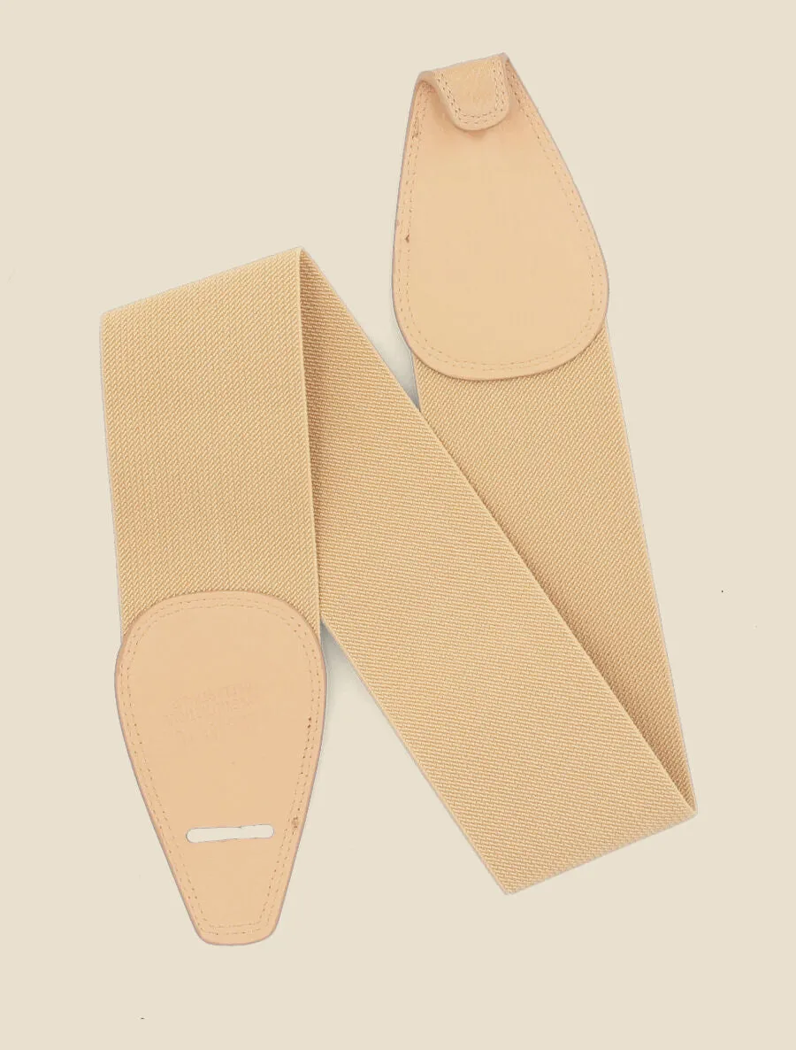 Ceinture unie élastiquée à crochet - Beige