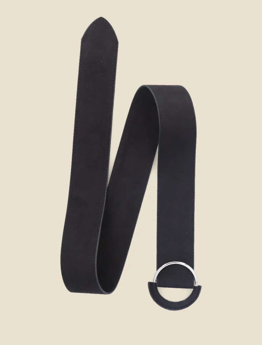 Ceinture en simili à boucle bimatière - Noir