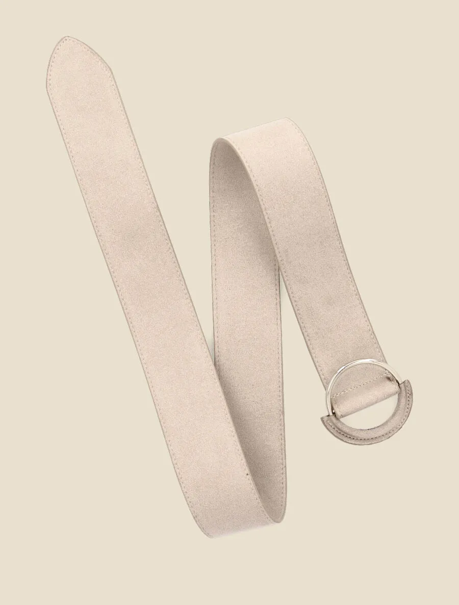 Ceinture en simili à boucle bimatière - Beige