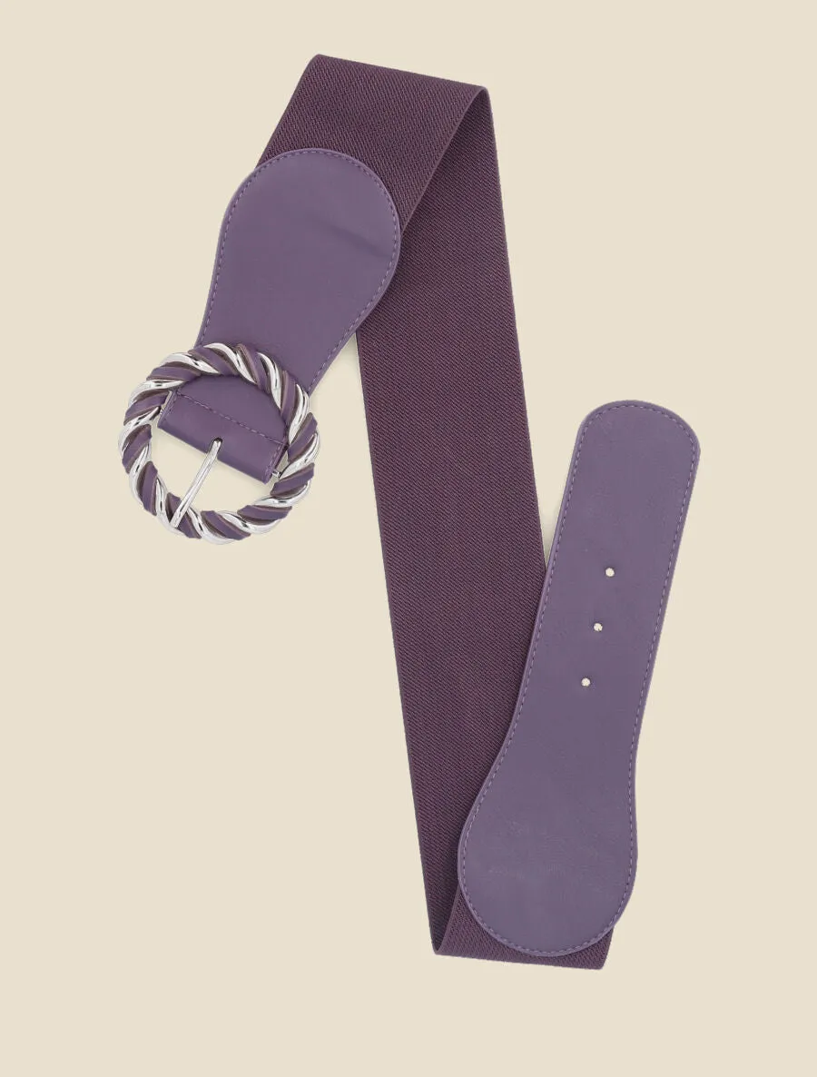 Ceinture élastiquée à boucle ronde effet entrelacé - Violet