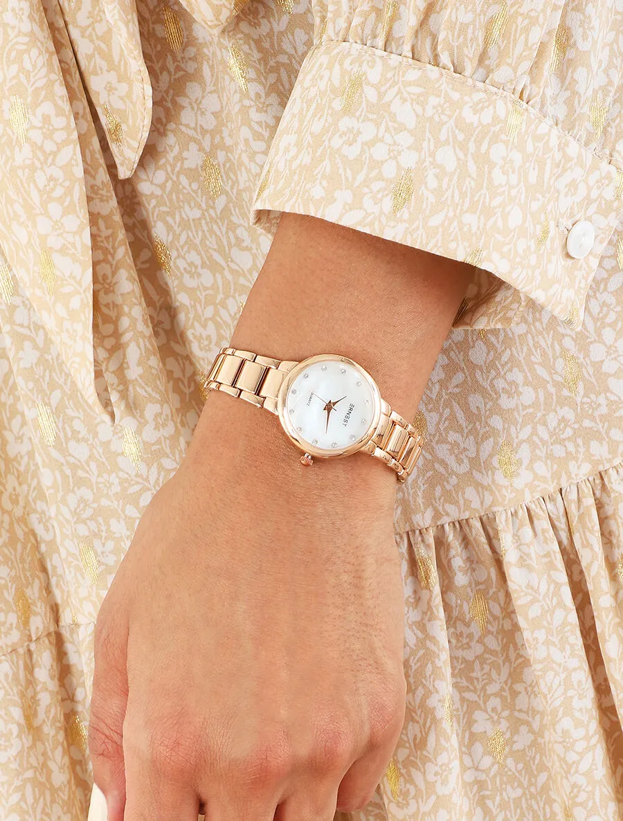 Montre métallique à cadran nacré - Rose gold