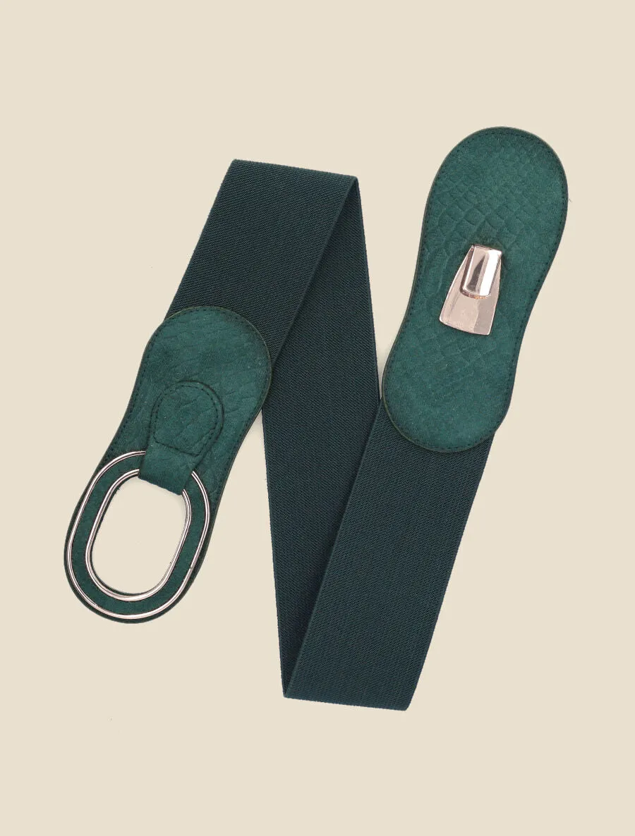 Ceinture effet python à boucle ovale - Kaki