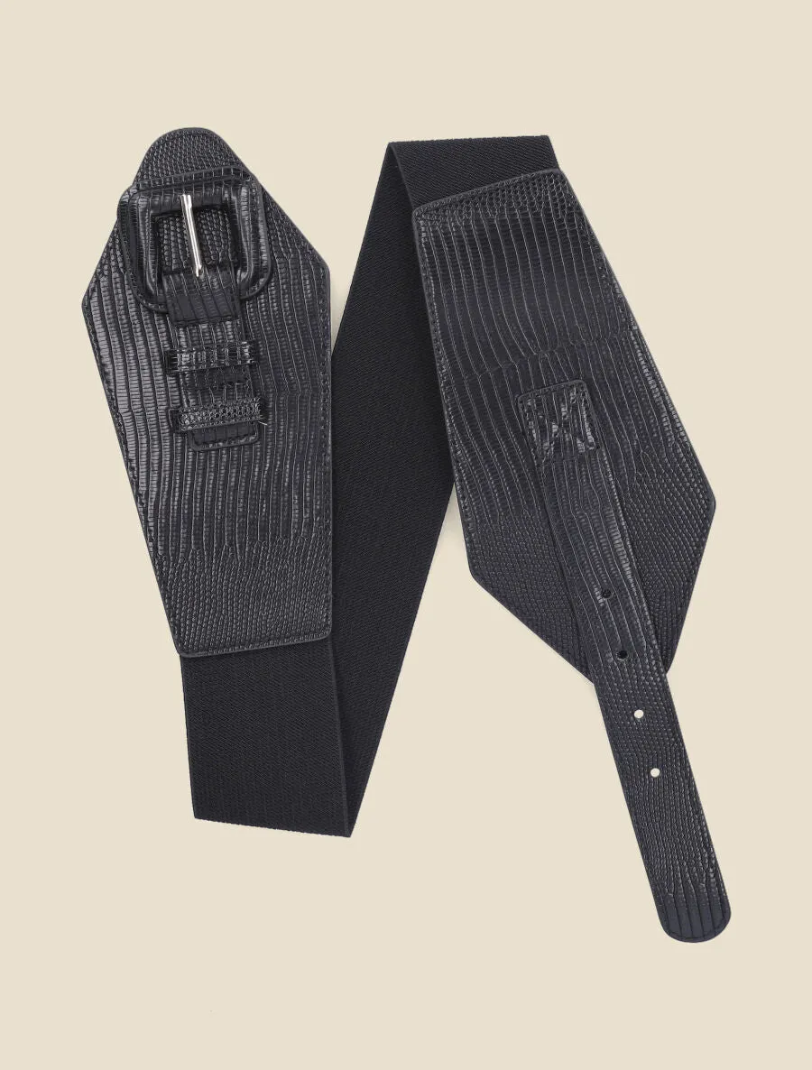 Ceinture effet python à boucle stylisée - Noir