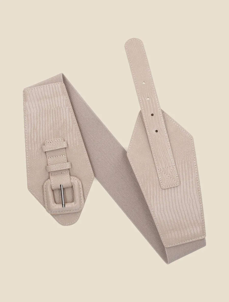 Ceinture effet python à boucle stylisée - Beige