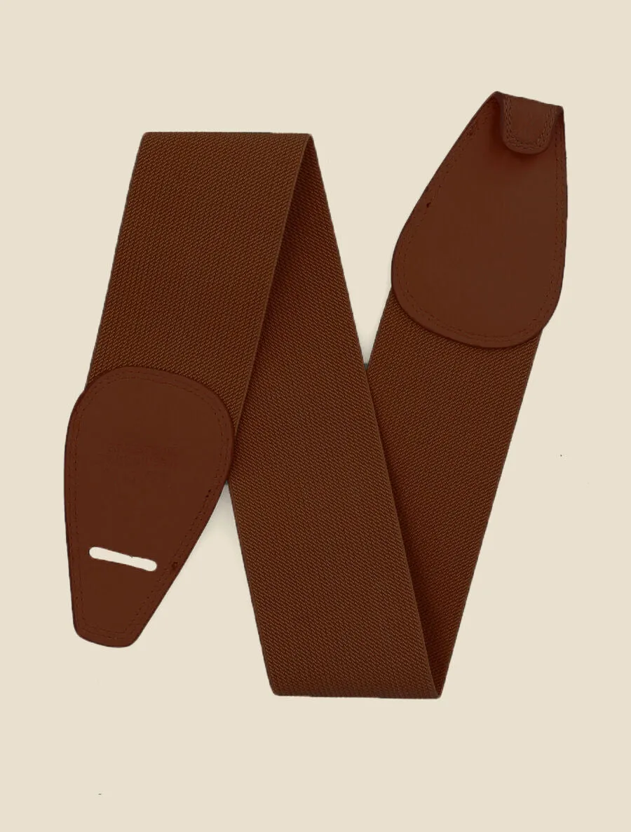 Ceinture unie élastiquée à crochet - Marron