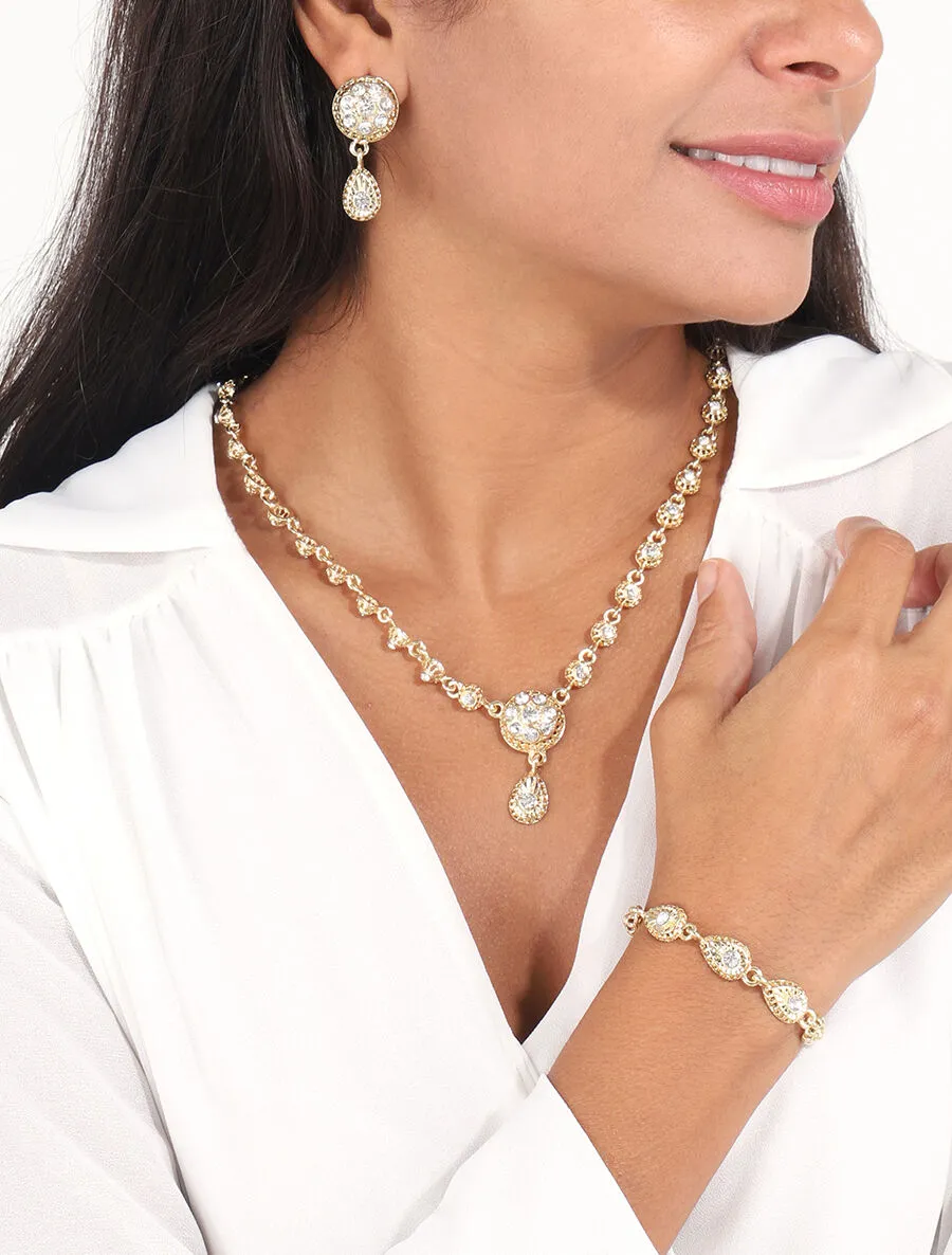 Parure 3 sets à détail zircons blancs - Or