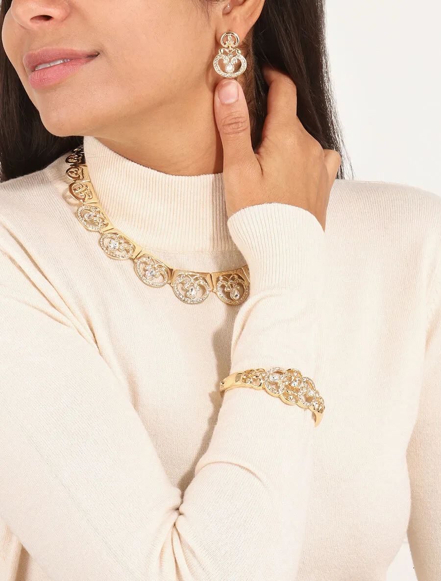 Parure arabesque 3 sets ornée de zircons - Or