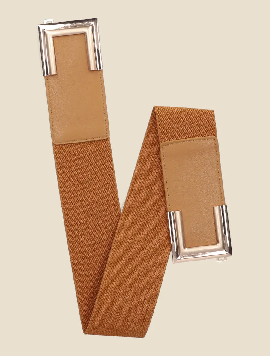 Ceinture élastiquée à boucle clip - Camel