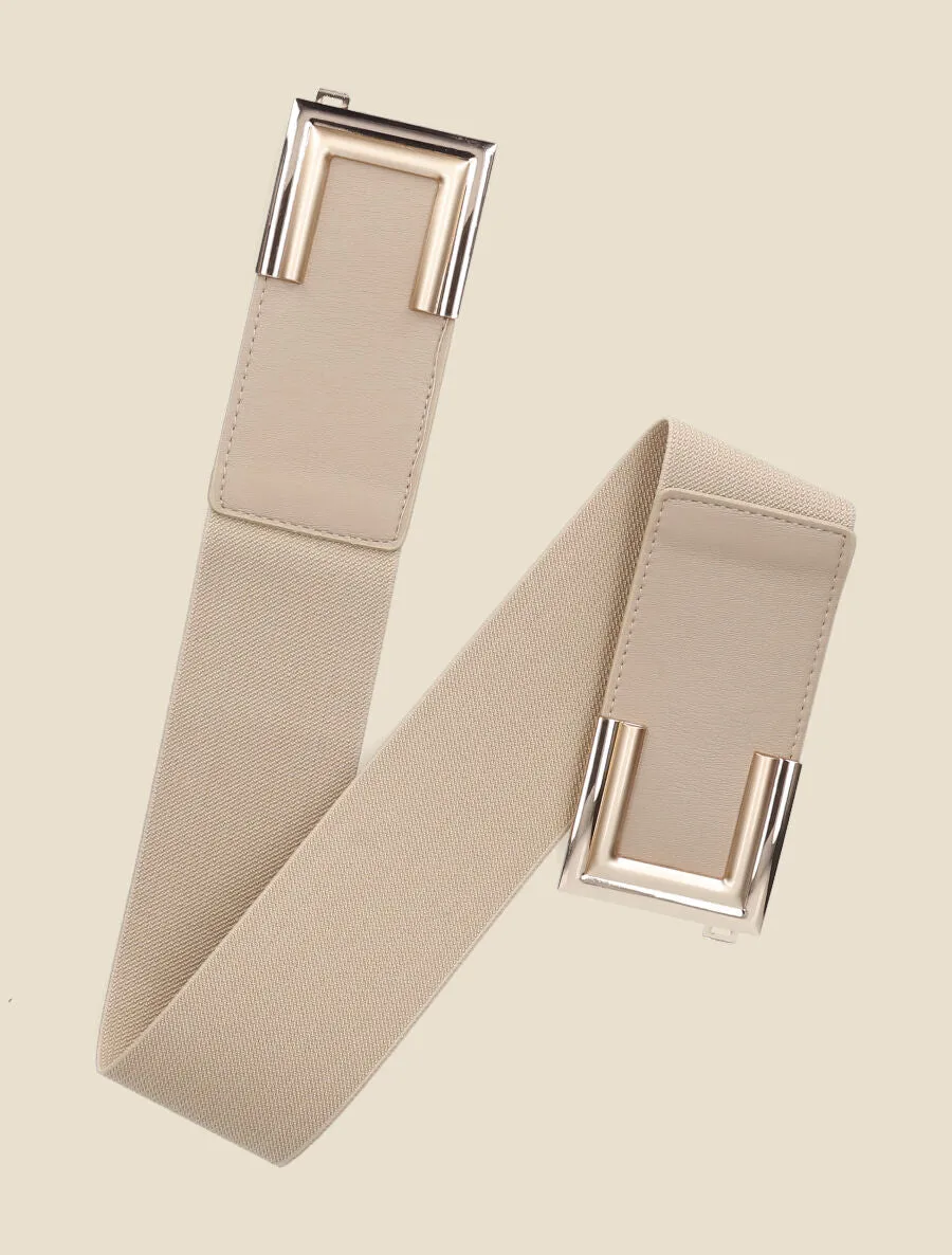 Ceinture élastiquée à boucle clip - Beige