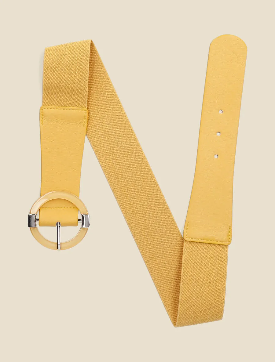Ceinture élastiquée à boucle ronde - Jaune