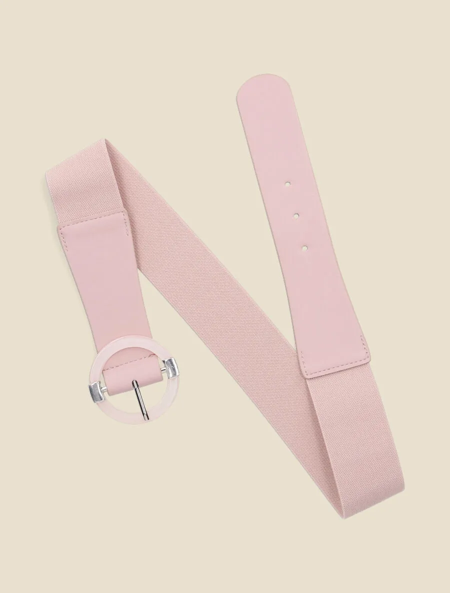 Ceinture élastiquée à boucle ronde - Rose