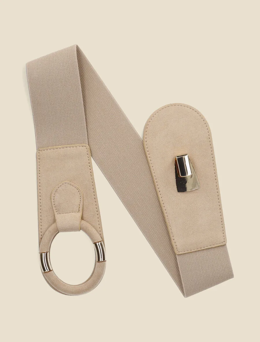 Ceinture en suédine à boucle ovale - Beige
