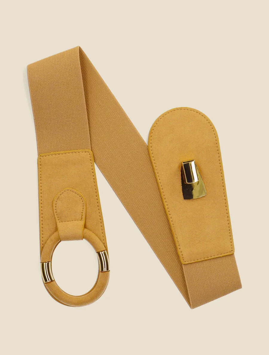 Ceinture en suédine à boucle ovale - Jaune