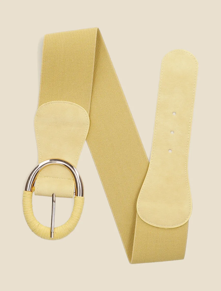 Ceinture élastiquée à boucle ovale - Jaune