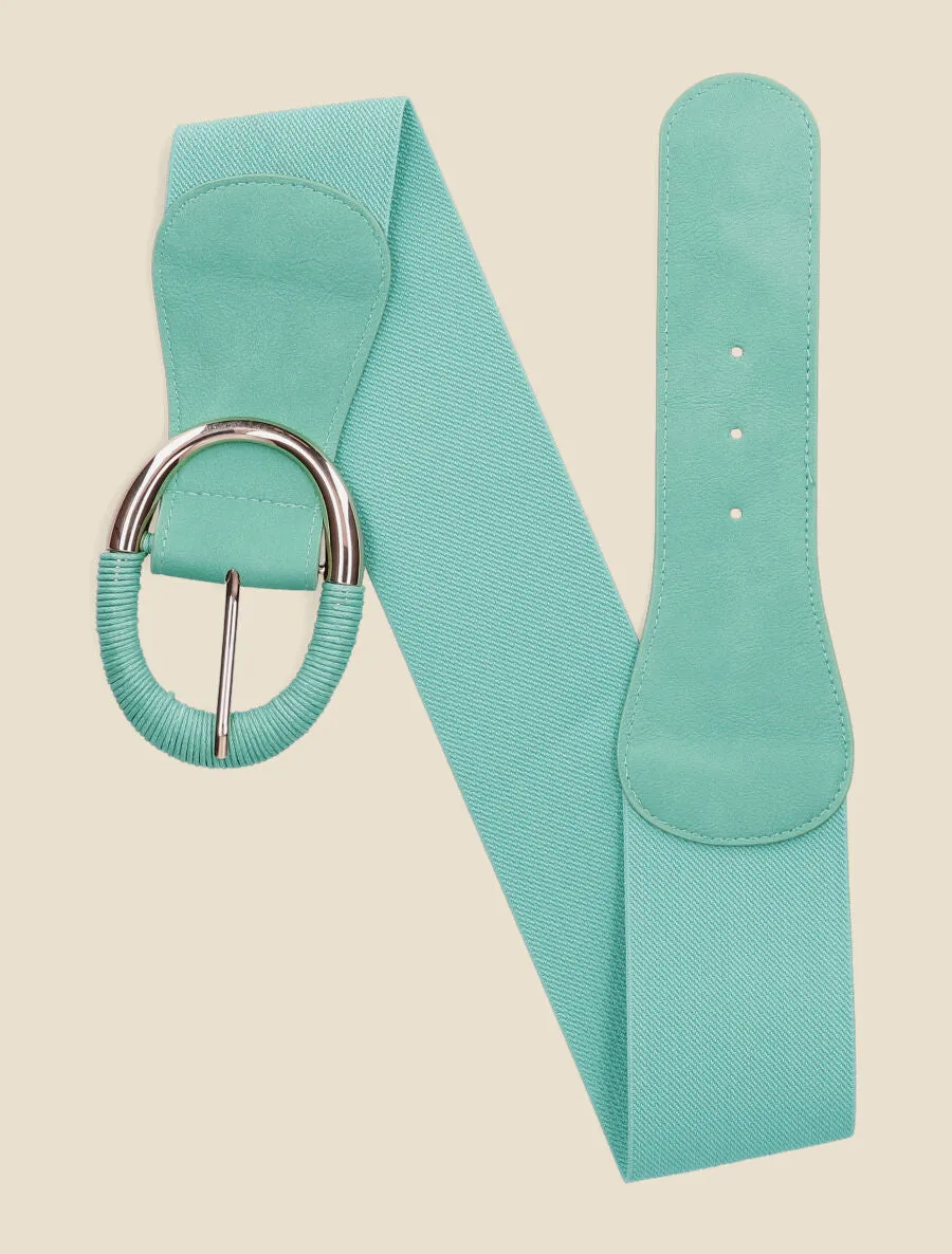 Ceinture élastiquée à boucle ovale - Vert d'eau