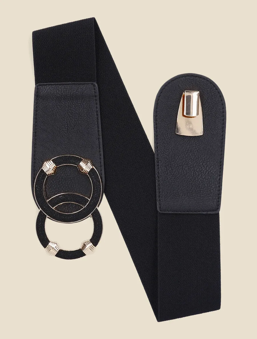 Ceinture élastiquée à double boucles - Noir