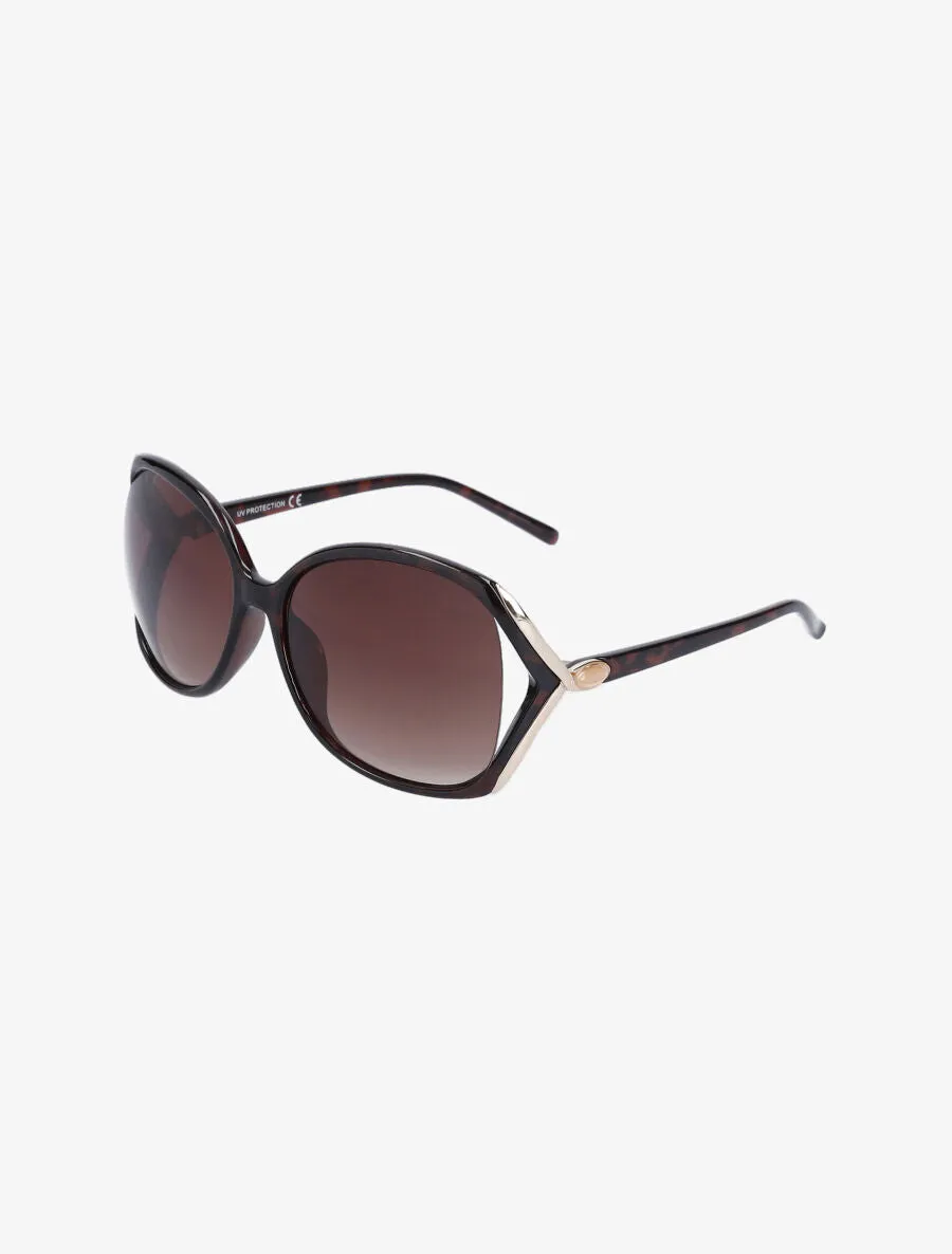 Lunettes de soleil ovales oversize - Marron
