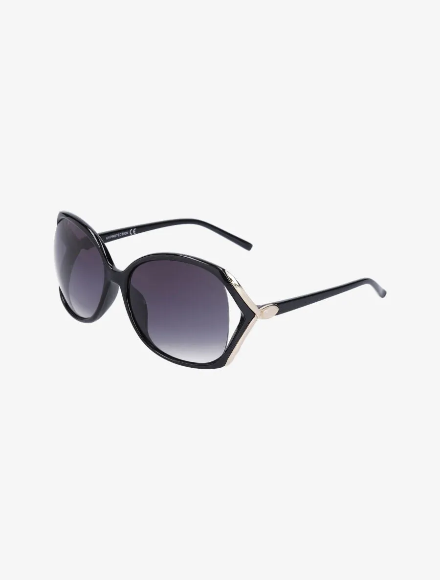 Lunettes de soleil ovales oversize - Noir/or