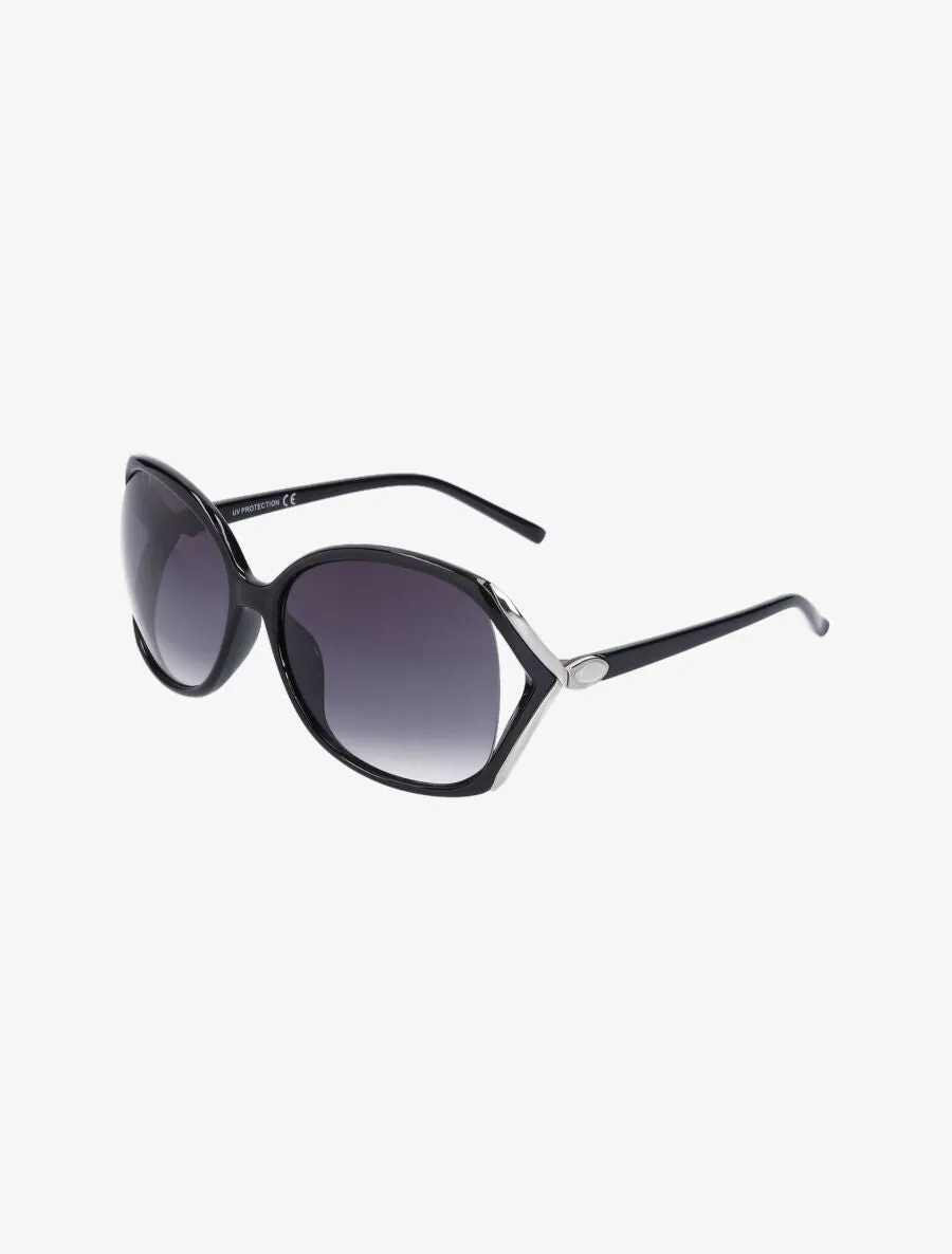 Lunettes de soleil ovales oversize - Noir/argent
