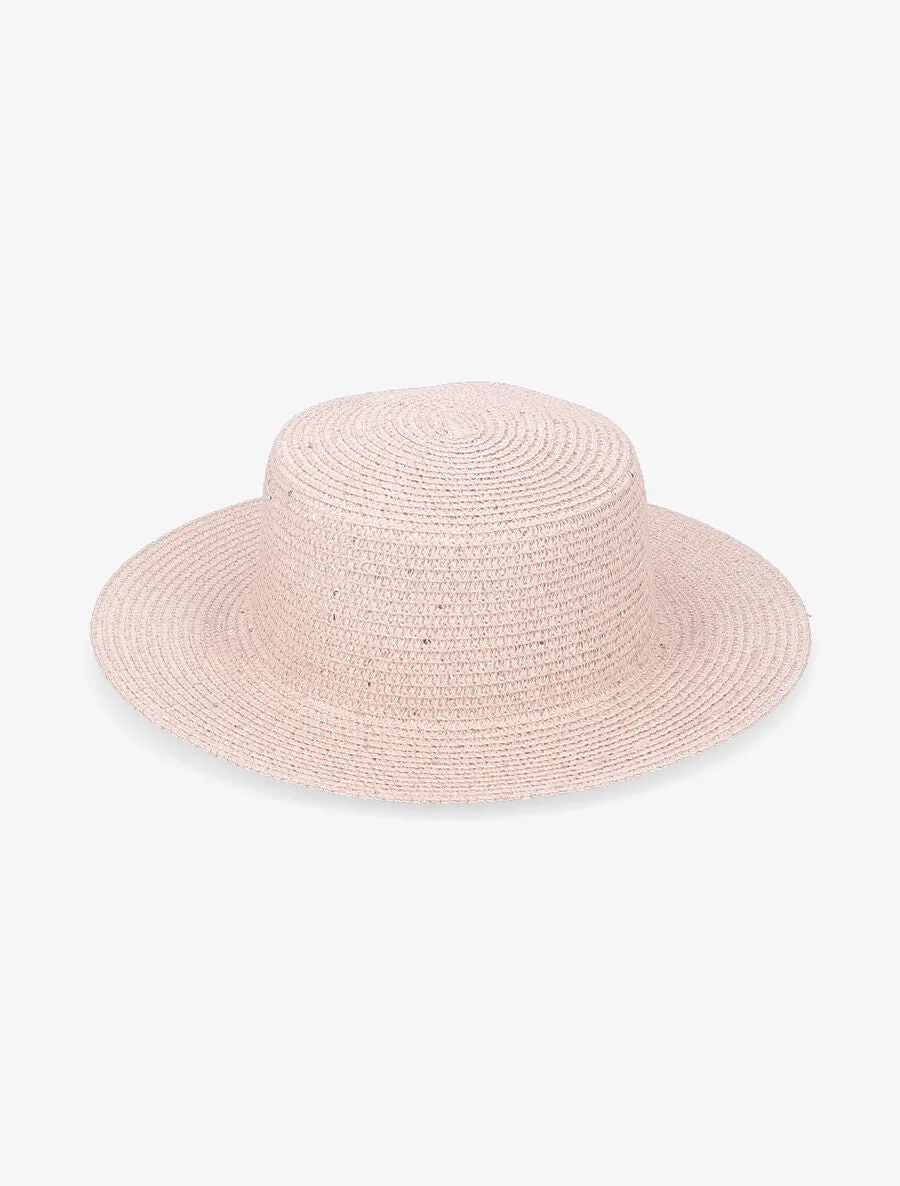 Canotier en paille à sequins dorés - Rose