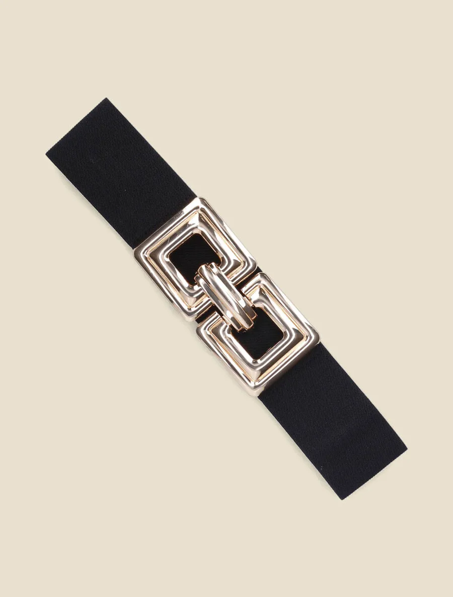 Ceinture élastiquée boucle métallique - Noir/or
