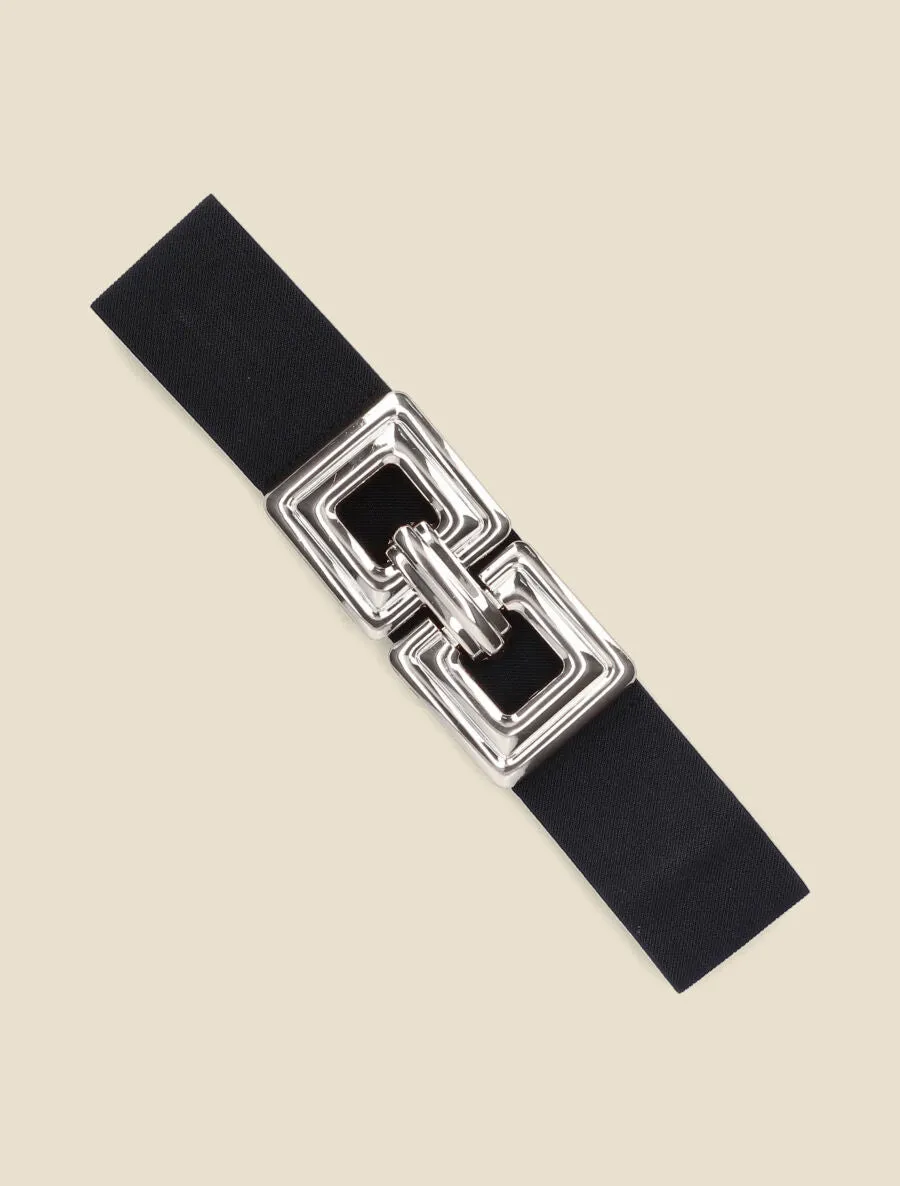 Ceinture élastiquée boucle métallique - Noir/argent