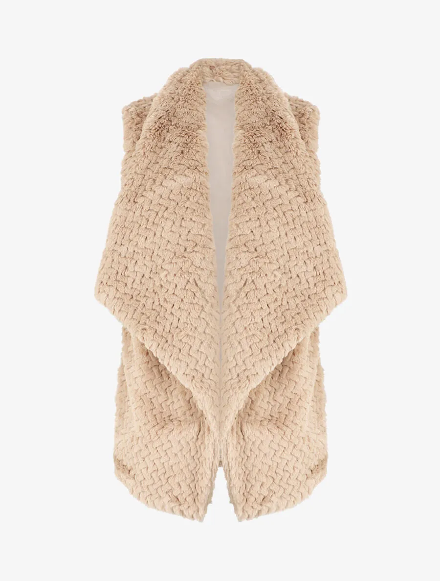 Veste sans manches en fausse fourrure - Taupe