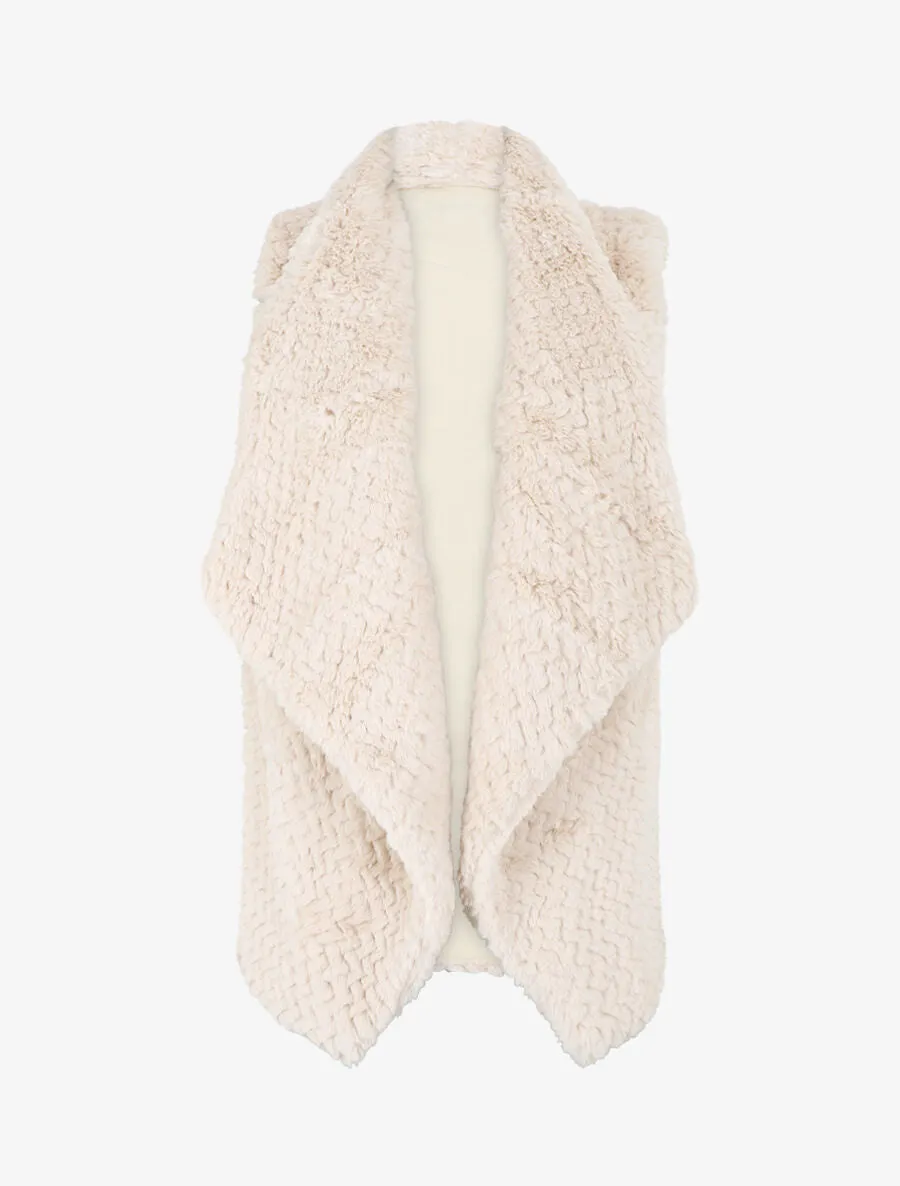 Veste sans manches en fausse fourrure - Beige