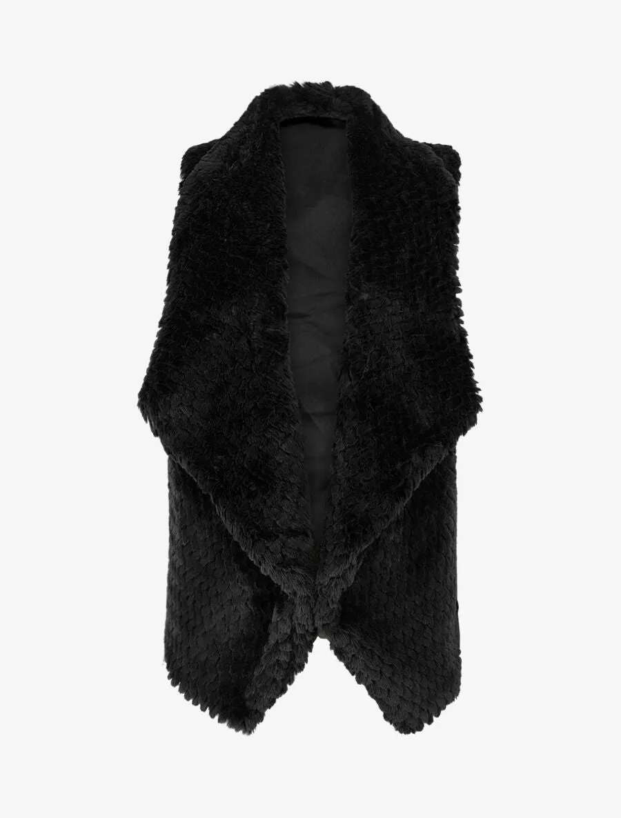 Veste sans manches en fausse fourrure - Noir
