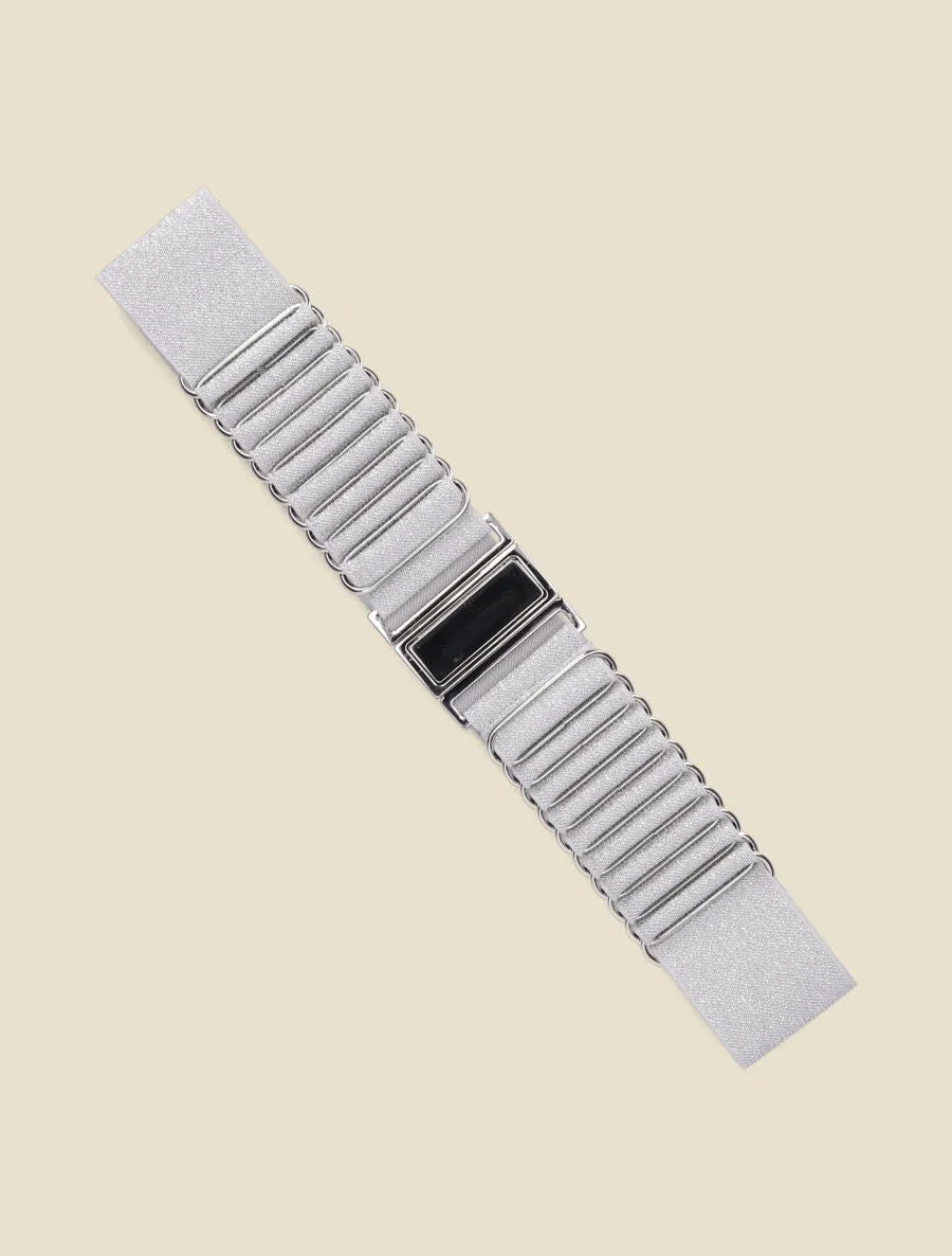 Ceinture élastiquée style acordéon - Argent