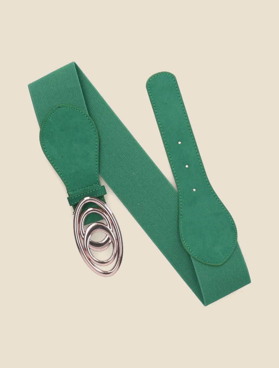 Ceinture en suédine à boucle ovale - Vert