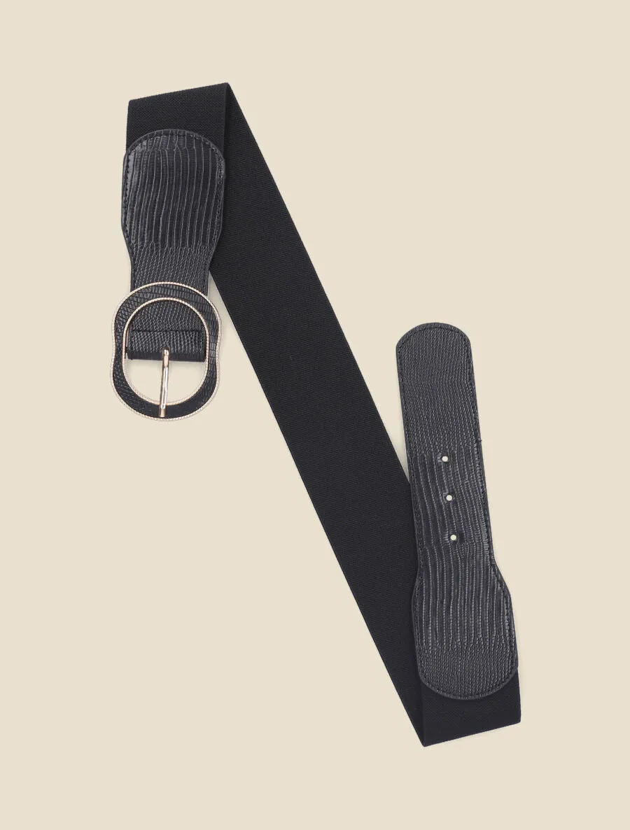 Ceinture extensible imprimé python - Noir