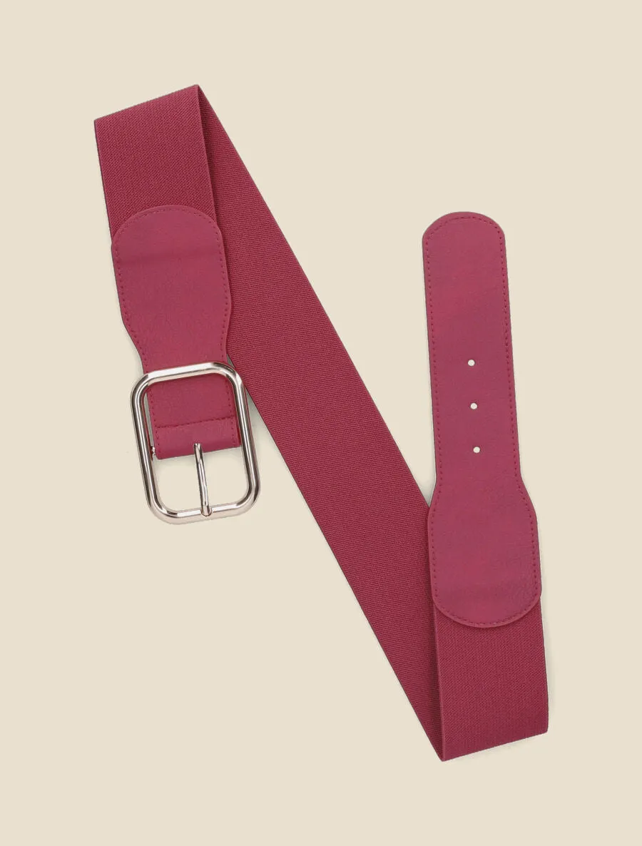 Ceinture élastiquée à large boucle - Pourpre