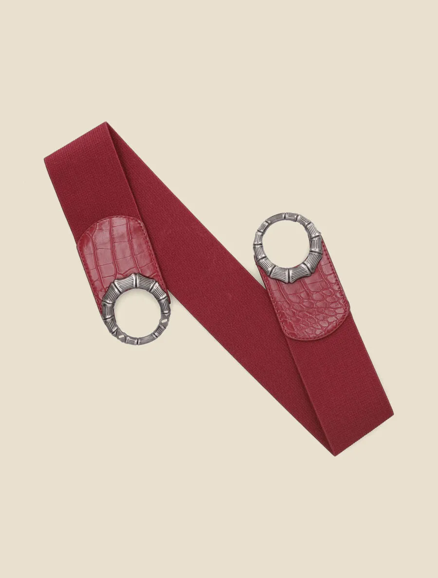 Ceinture élastiquée imprimé croco - Rouge
