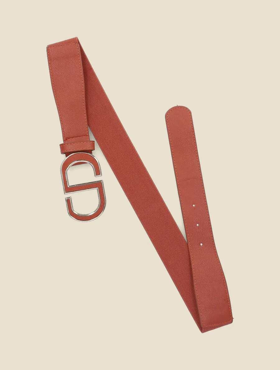 Ceinture à clip élastiquée - Terre de sienne