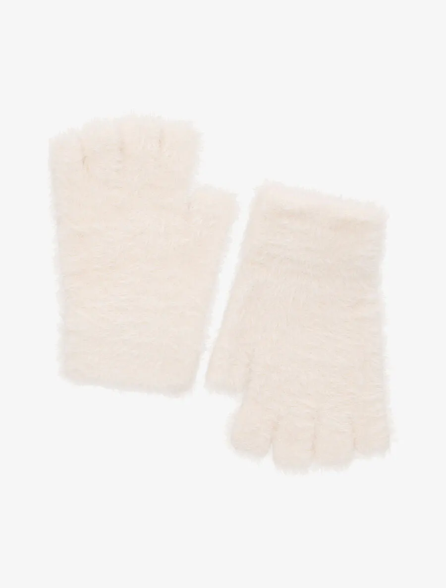 Mitaines unies en fausse fourrure - Beige