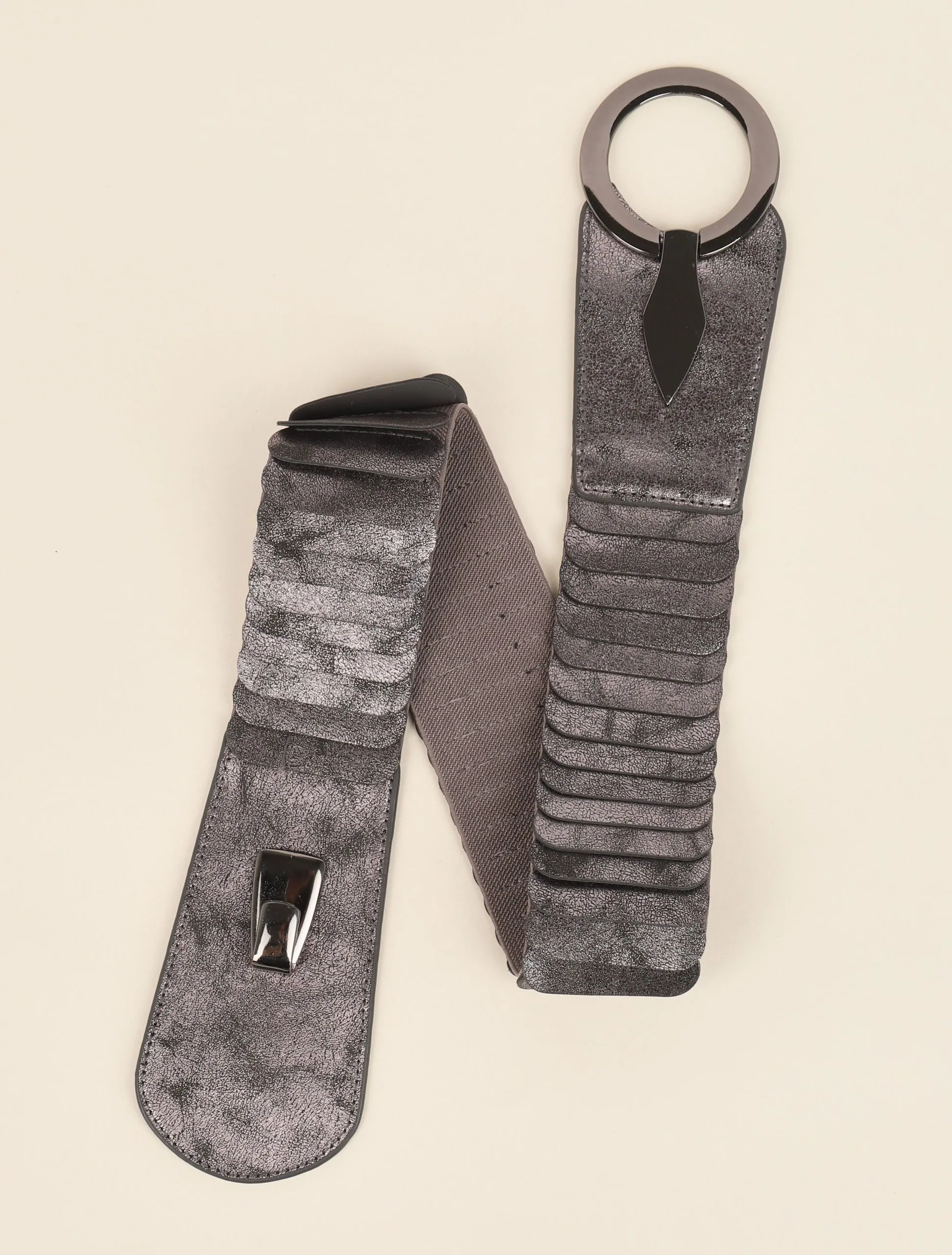 Ceinture à empiècements en simili lamés - Gris