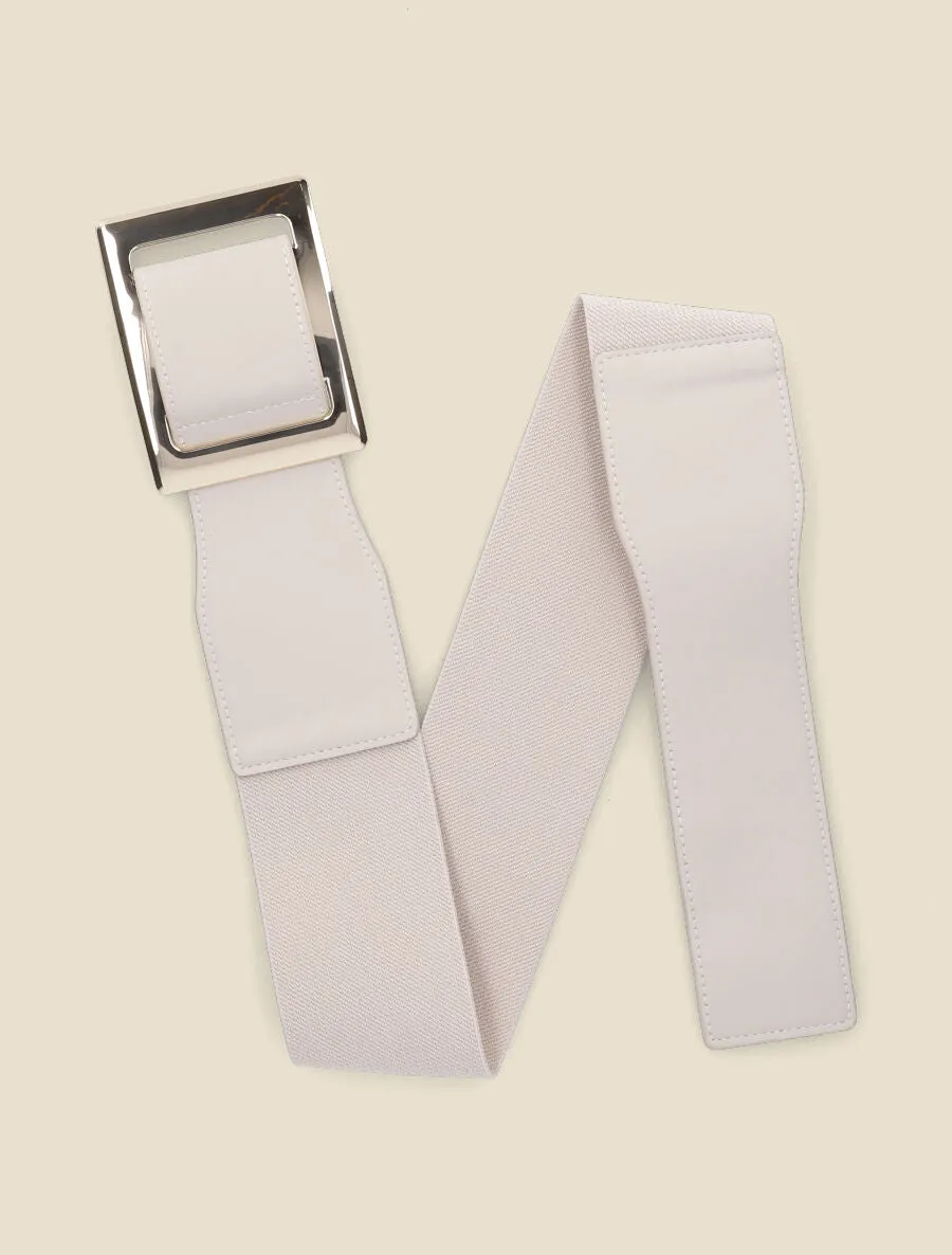 Ceinture élastiquée à boucle interlock - Beige