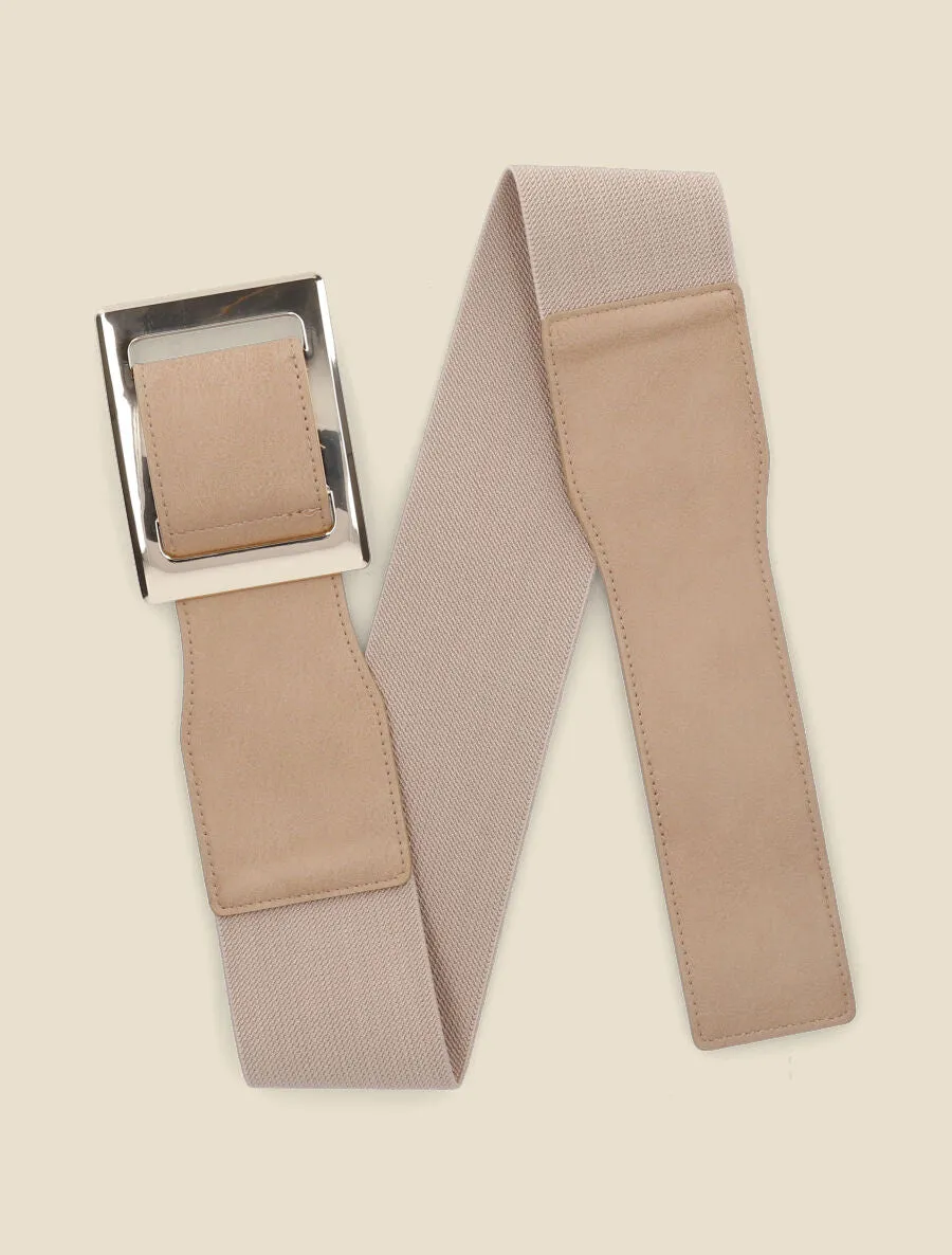 Ceinture élastiquée à boucle interlock - Taupe